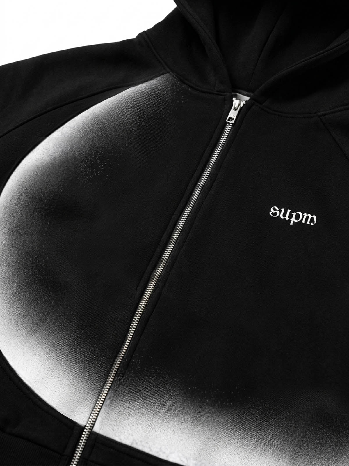 Curved Stripe Zip Hoodie & Wide-Leg Sweatpants Set