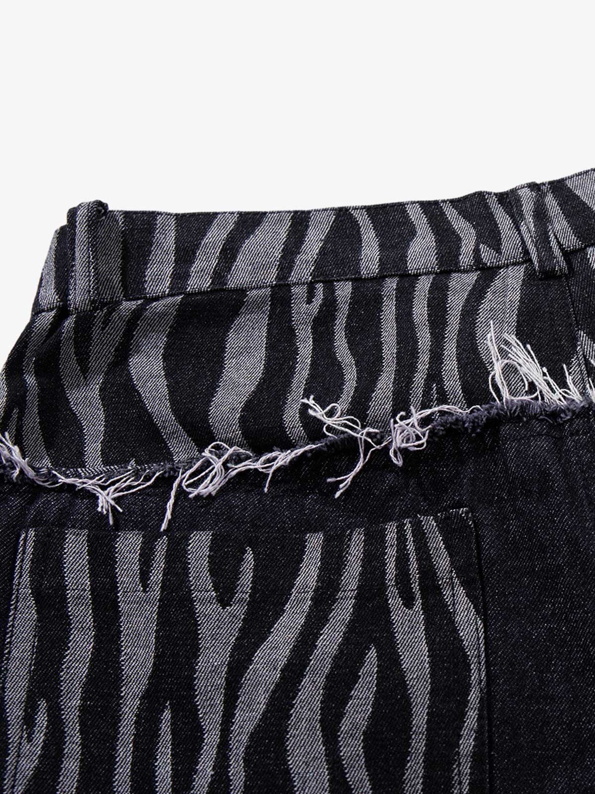 Zebra Graphic Distressed Jeans