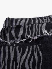 Zebra Graphic Distressed Jeans