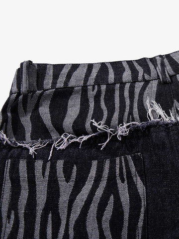 Zebra Graphic Distressed Jeans