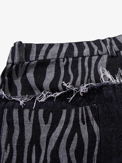 Zebra Graphic Distressed Jeans
