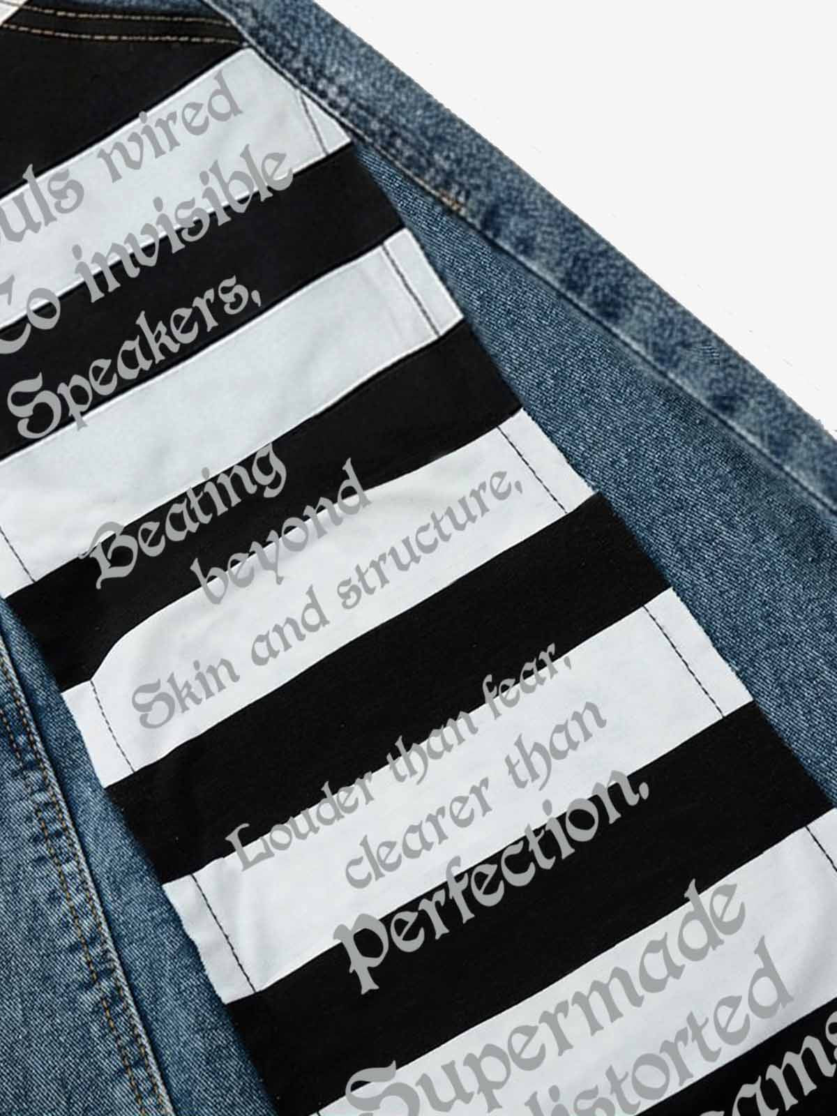 Wide Leg Striped Patchwork Letter Print Pants