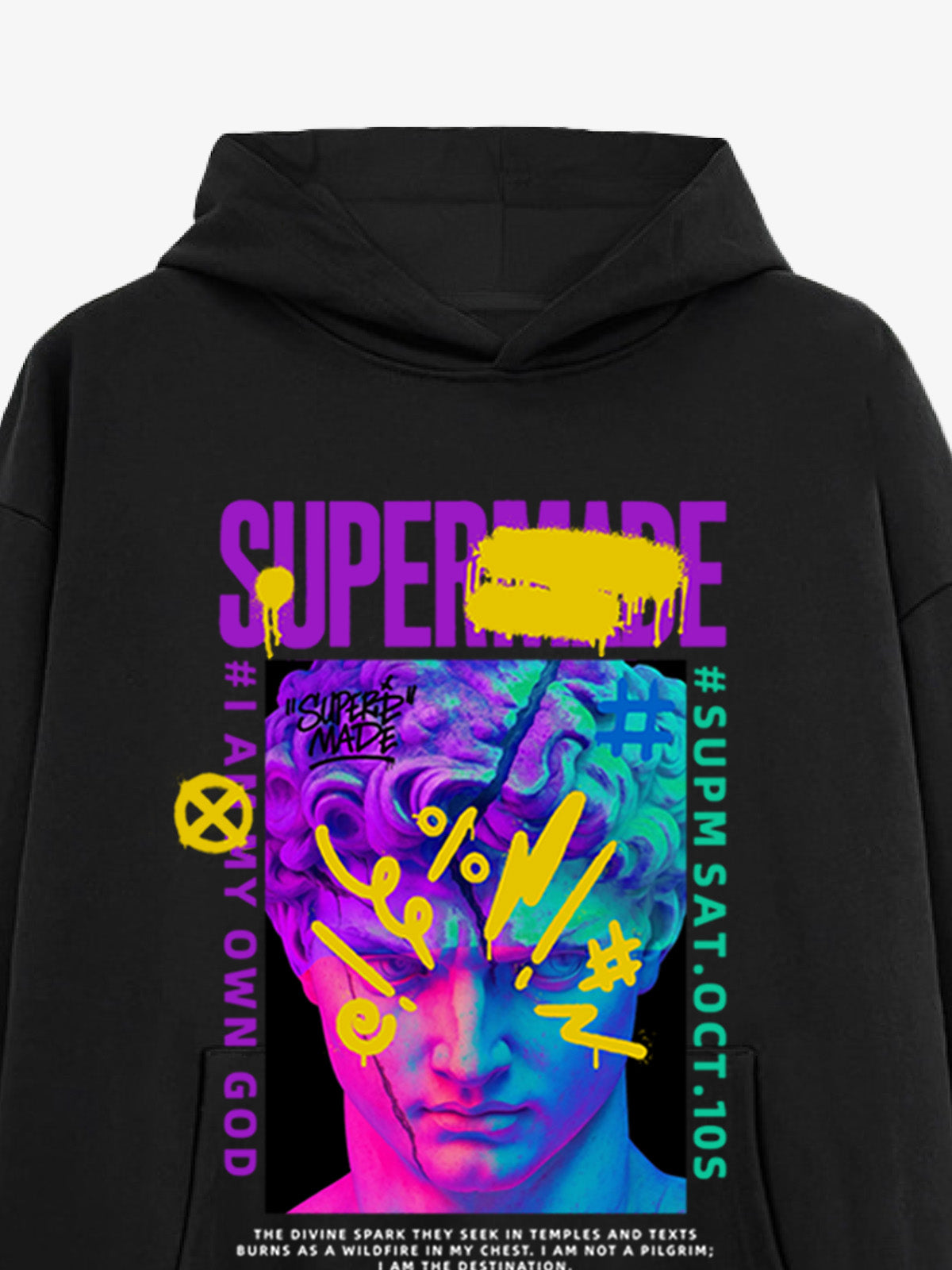 Thesupermade Cyberpunk Graffiti David Statue Hooded Sweatshirt 