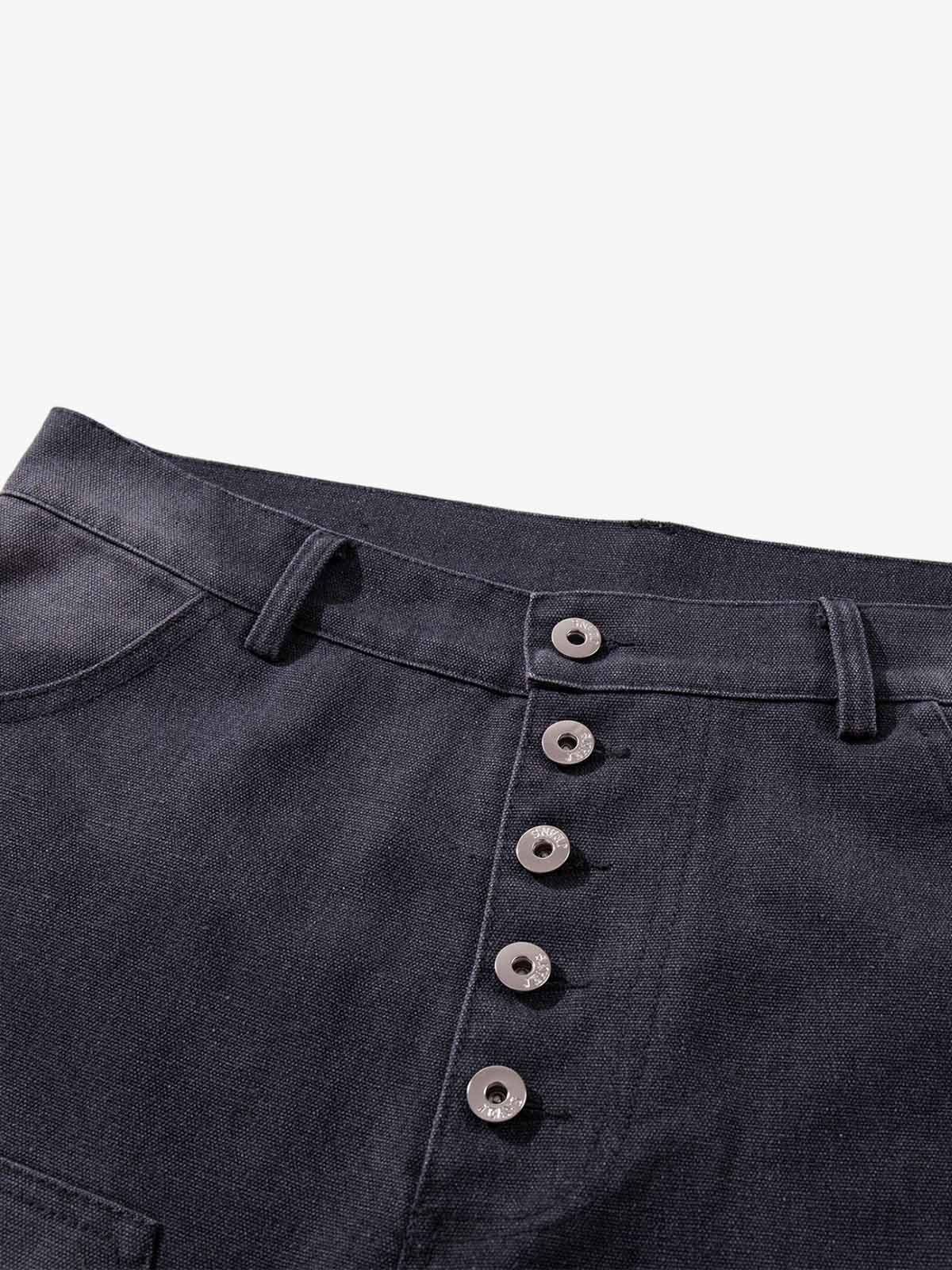 Multi-Button Distressed Print Jorts 