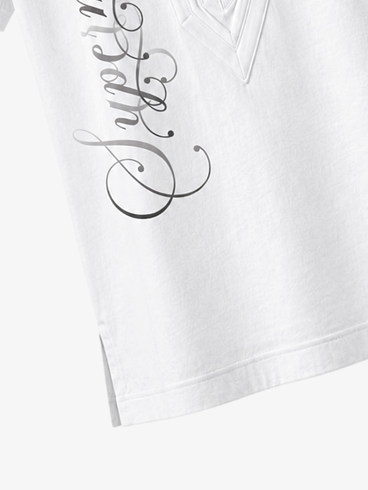 Irregular V-Neck Graphic T-Shirt