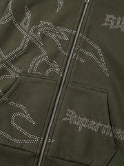 Rhinestone Scorpion Graphic Zip Hoodie