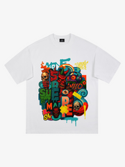 T-shirt tendance multicolore à motif graffiti tête de mort
