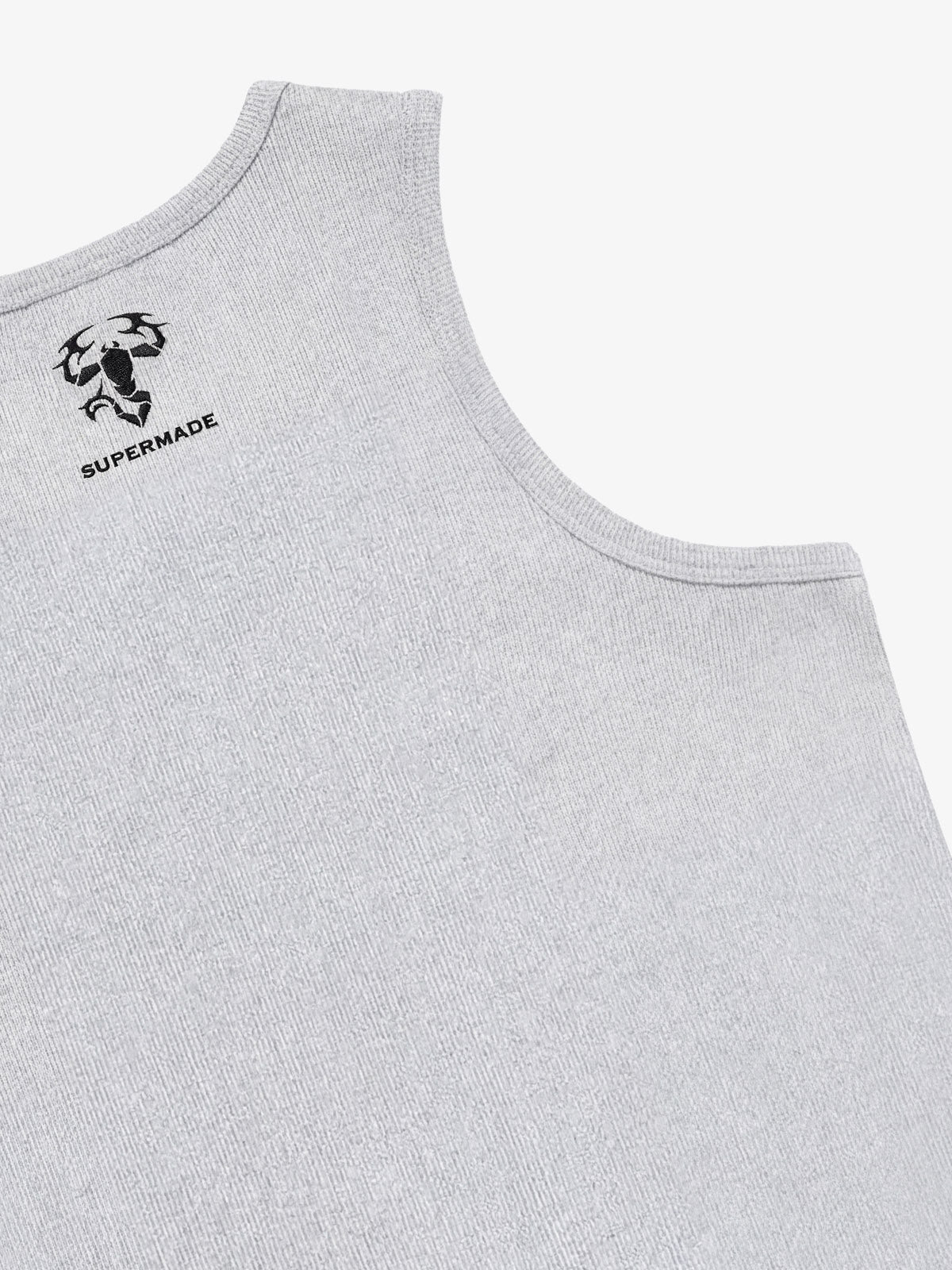 Cotton-blend black, white and gray vest with scorpion embroidered logo and deformed logo print 