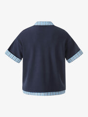 Poloshirt aus Piqué-Baumwolle mit kariertem Kontrastkragen und -bündchen