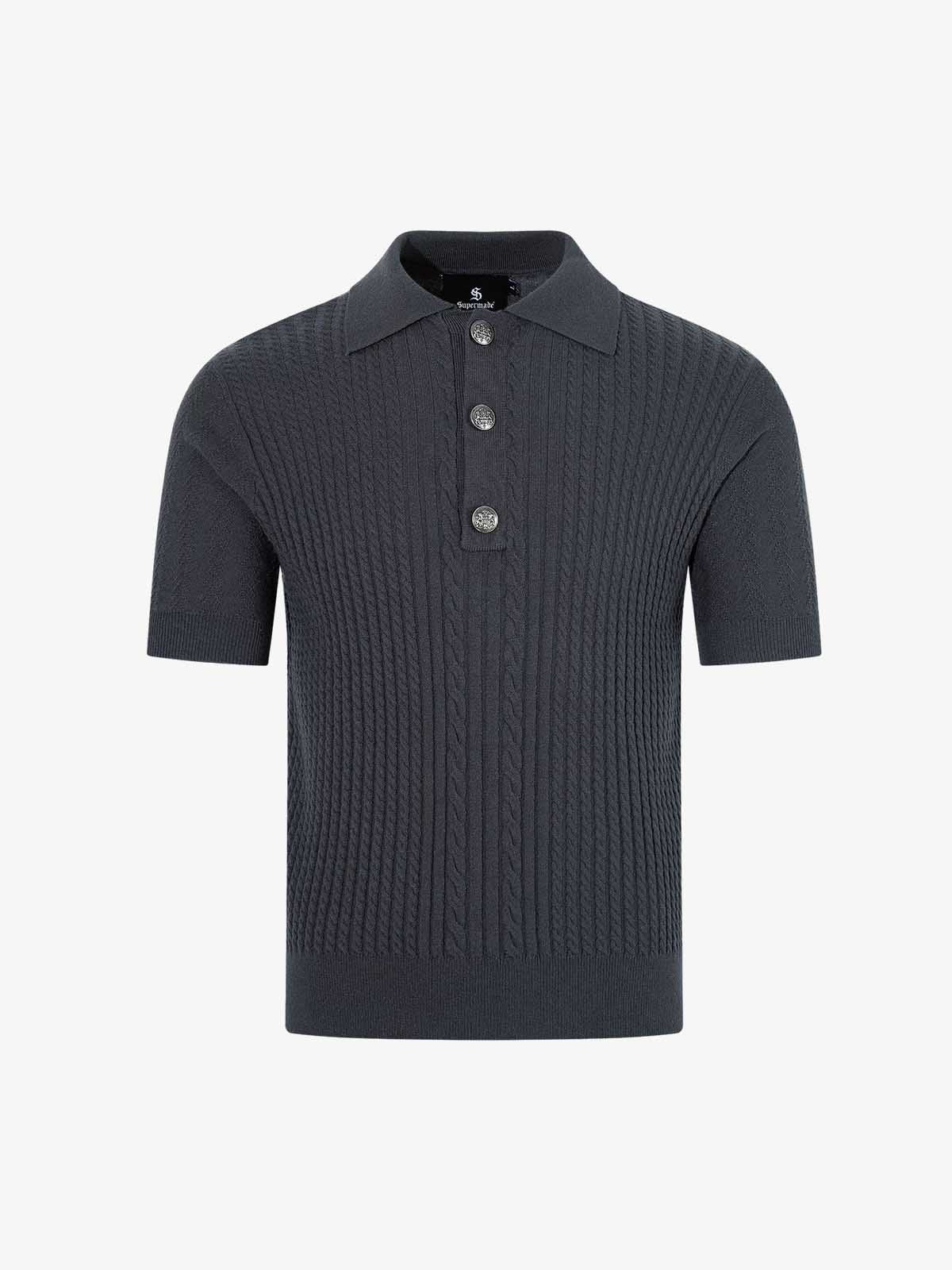 Vintage Cable Knit Polo Shirt