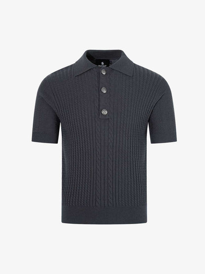 Vintage Cable Knit Polo Shirt