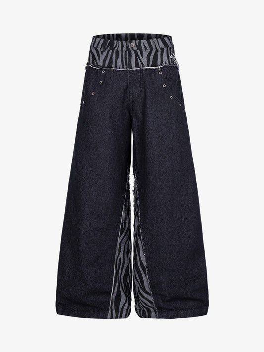 Zebra-Grafik-Jeans im Used-Look
