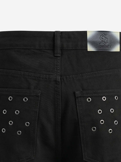 Scorpion Embroidered Anchor-Buckle Denim Shorts