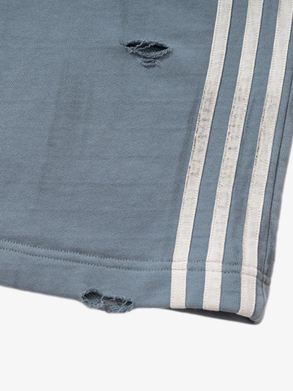 Thesupermade Double-waistband Denim Patchwork Ripped Casual Pants 
