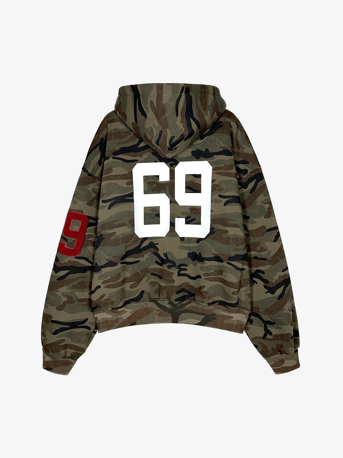 Camouflage Print Boxy Zip-Up Hoodie