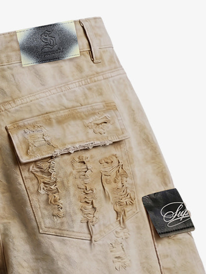 Vintage Washed Distressed Canvas Workwear Cargo Set