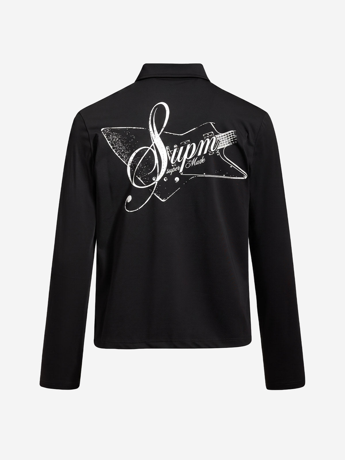 Music Graphic Metal-Button Long Sleeve Polo Shirt