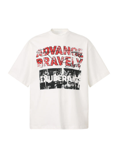 Bold "Advance Bravely" Graphic T-Shirt 