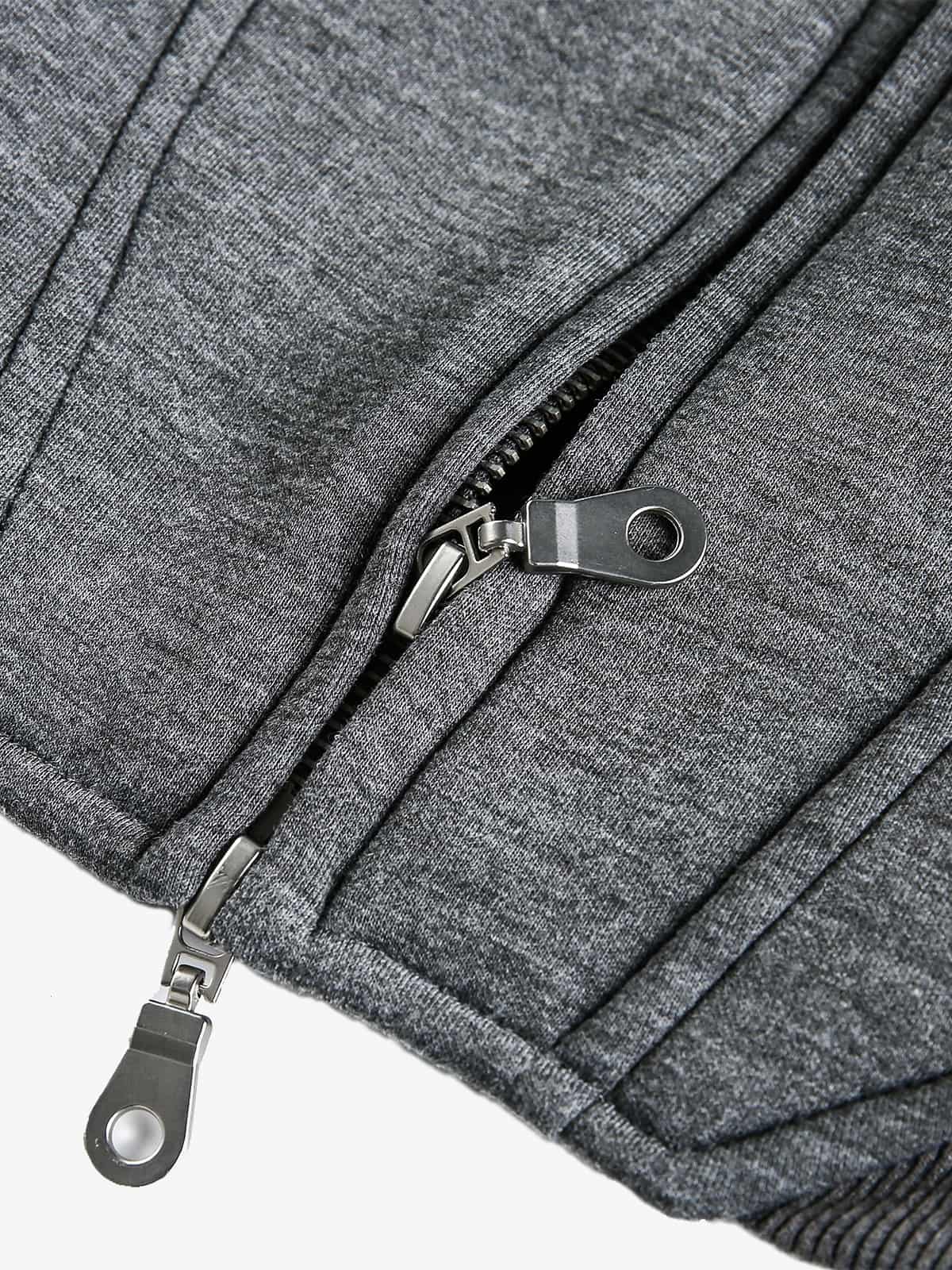 Panel Cut Stand Collar Zip Up Jacket 