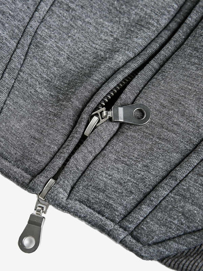 Cotton Blend Zip-Up Sweatshirt Jacket for Men - Casual Sporty Fit with Ribbed Cuffs and Hem 