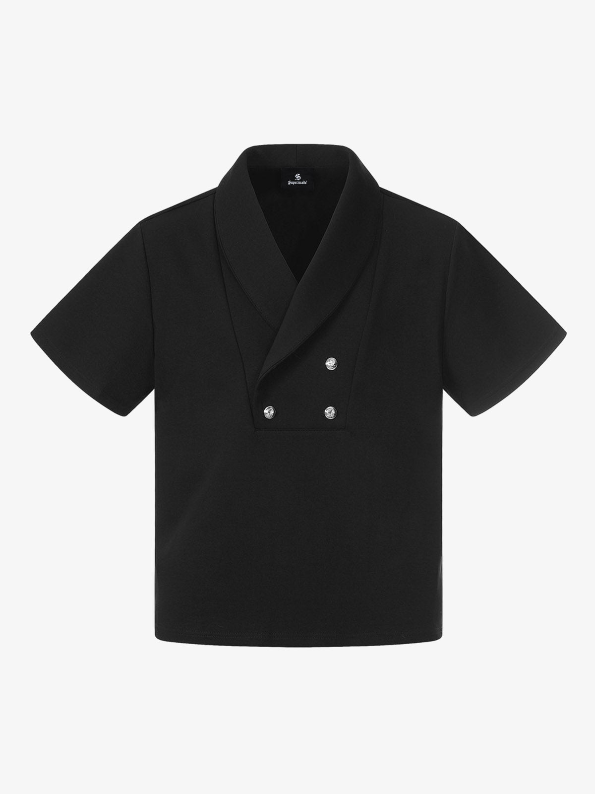Shawl Collar Button Detail T-Shirt
