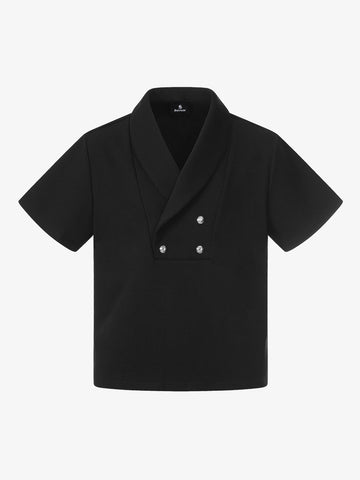 Shawl Collar Button Detail T-Shirt