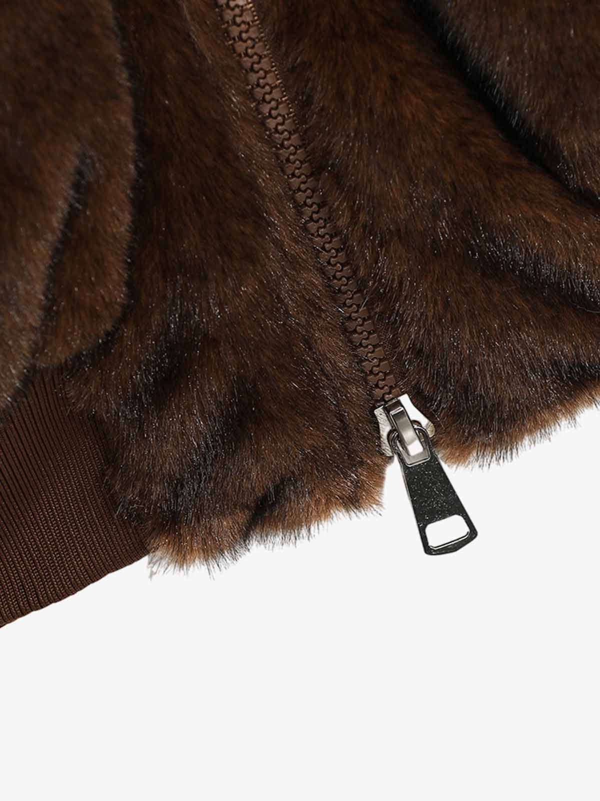 Retro Plush Fleece Stand-Collar Zip-Up Jacket 