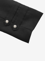 Napoleonic Diagonal-Button Stand-Collar Cropped Jacket