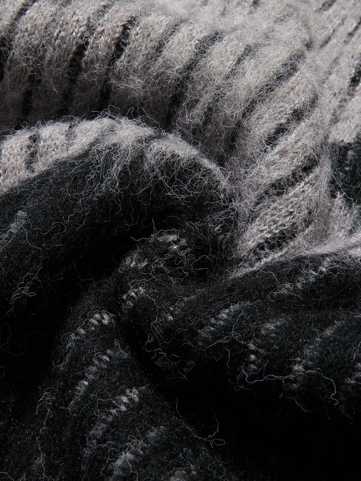 Knitted Fleece Cardigan Irregular Pattern Sweater 