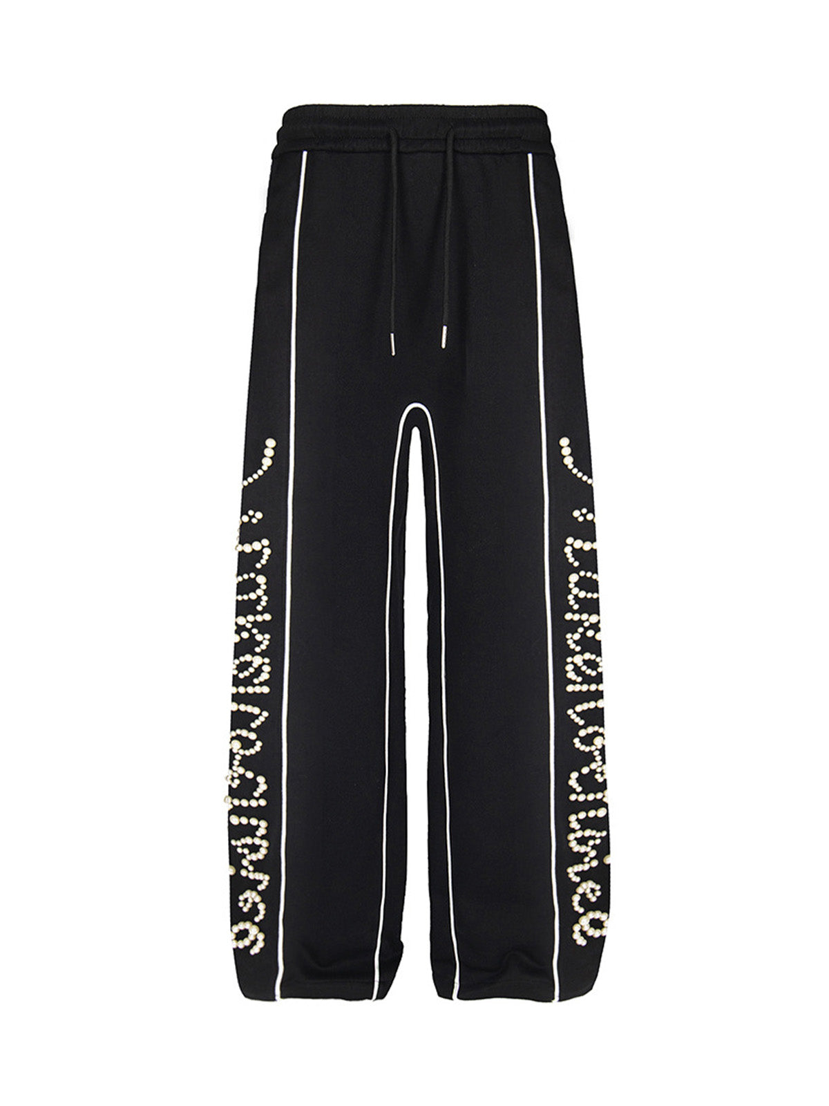 Retro Pearl Design Casual Straight Pants 