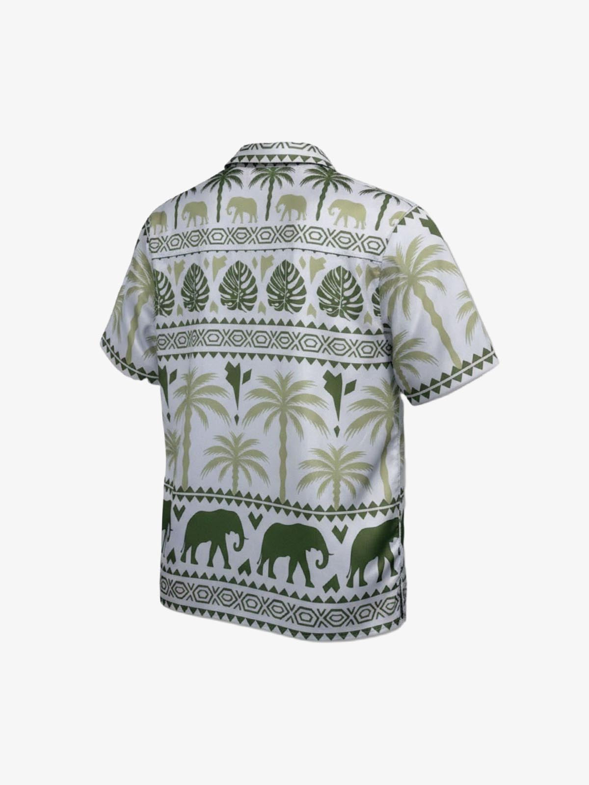 Tropical Elephant Palm Camp Collar Boxy Shirt 