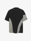 Cotton Blend Oversized Panel T-Shirt with Asymmetric Design and Contrast Stitching 