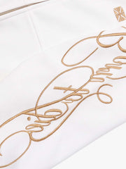 Ornamental Letter Embroidered Two-Way Zip Hoodie