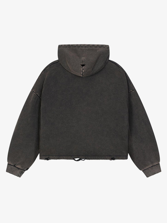 Skull Thorn Graphic Distressed Hoodie