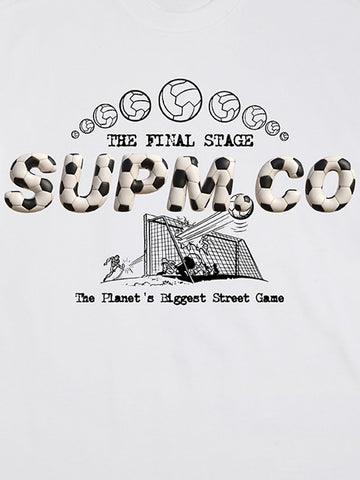 Cotton unisex solid short-sleeved T-shirt with a soccer collage logo and street football element print 