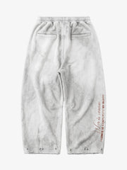 Faux Tongue-Stud Washed Distressed Baggy Pants