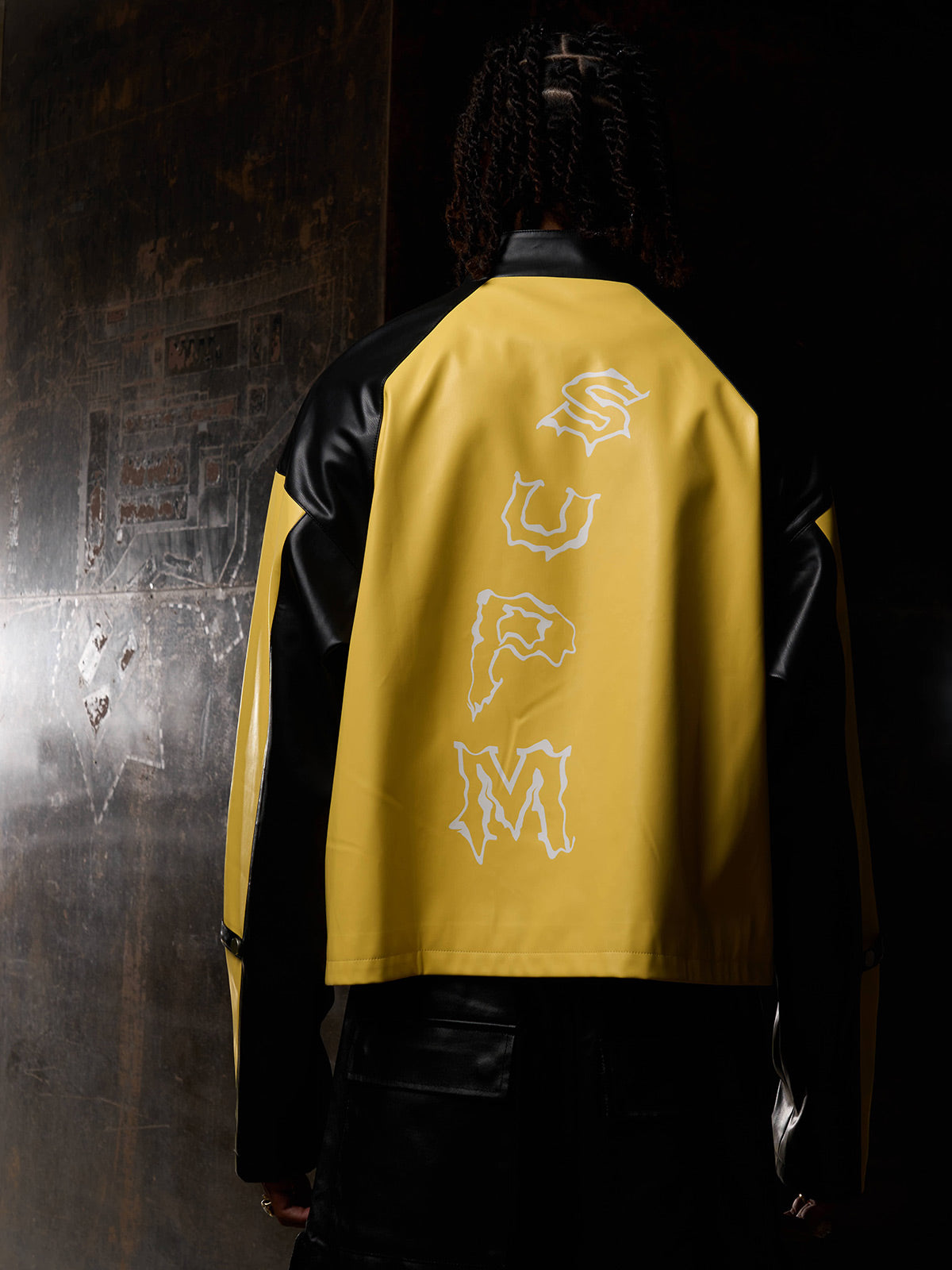 Original Contrast Color Leather Jacket 