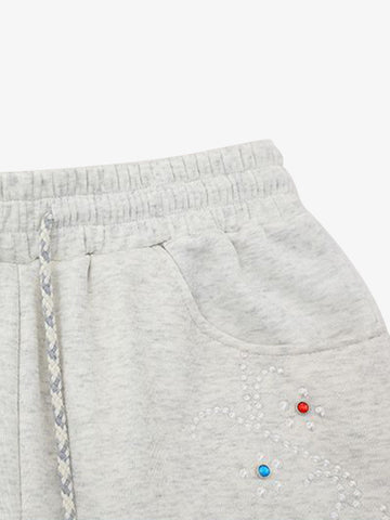 Rhinestone Graphic Knit Shorts 
