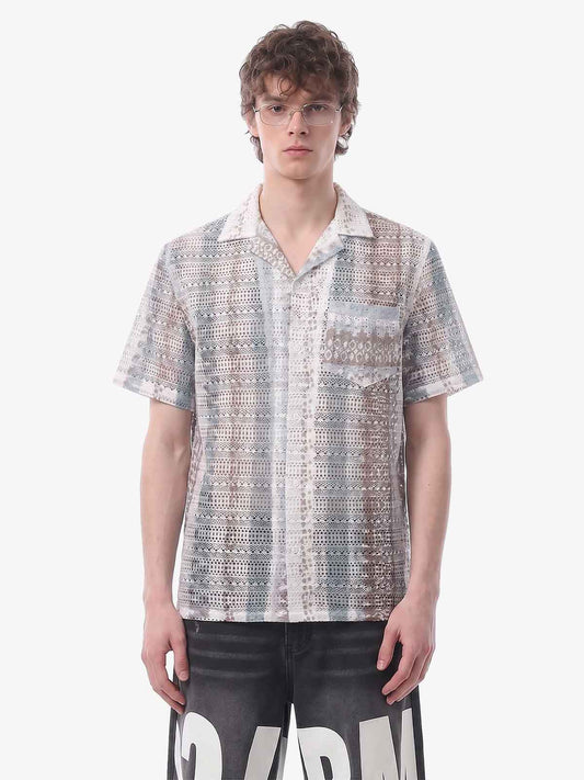 Bohemian Lace Cutout Cuban Shirt