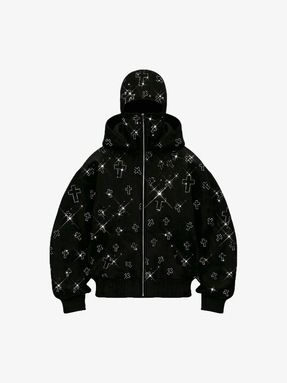 Rhinestone Cross Masked Sweatshirt