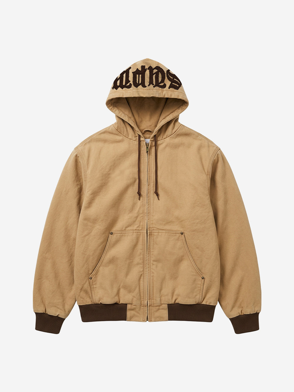 Embroidered Appliqué Hooded Zip Jacket