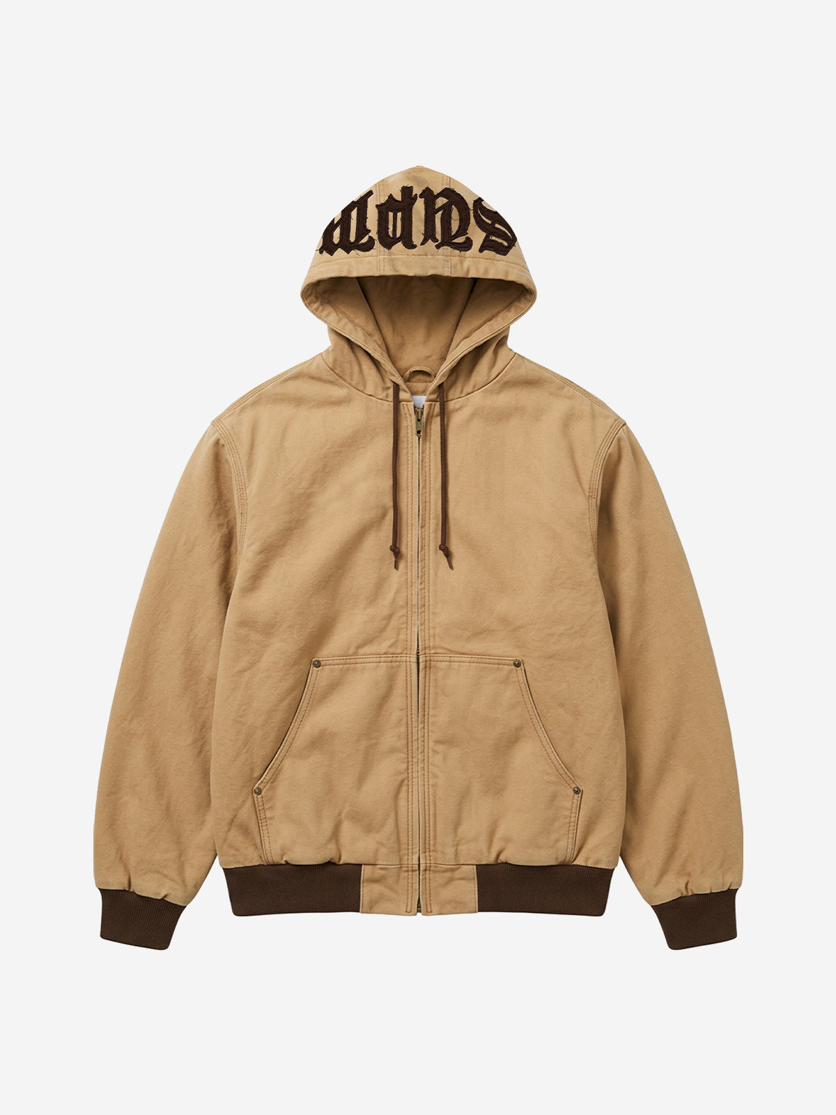 Embroidered Appliqué Hooded Zip Jacket
