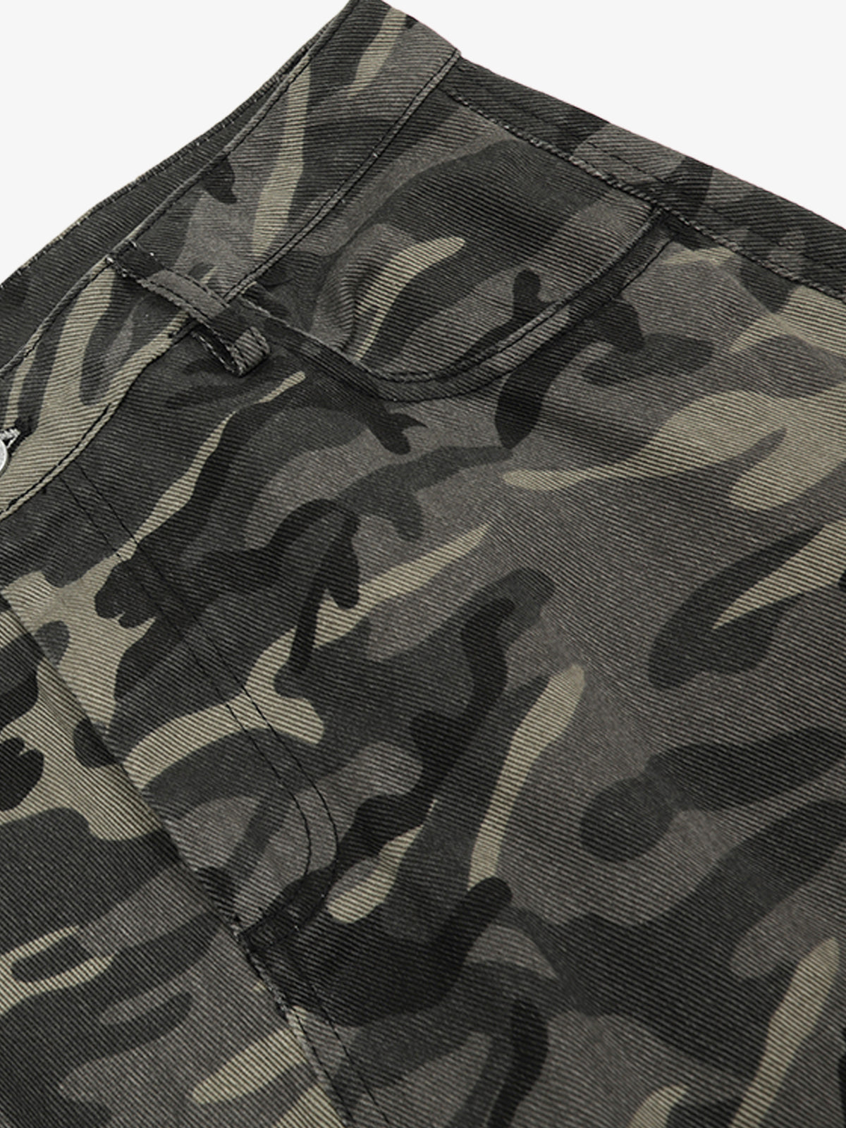 Camouflage Printed Curved Denim Jeans 