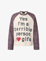 Heart Letter Graphic Raglan Waffle Long Sleeve Tee