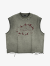 Eyelet Graphic Washed Ripped Tee