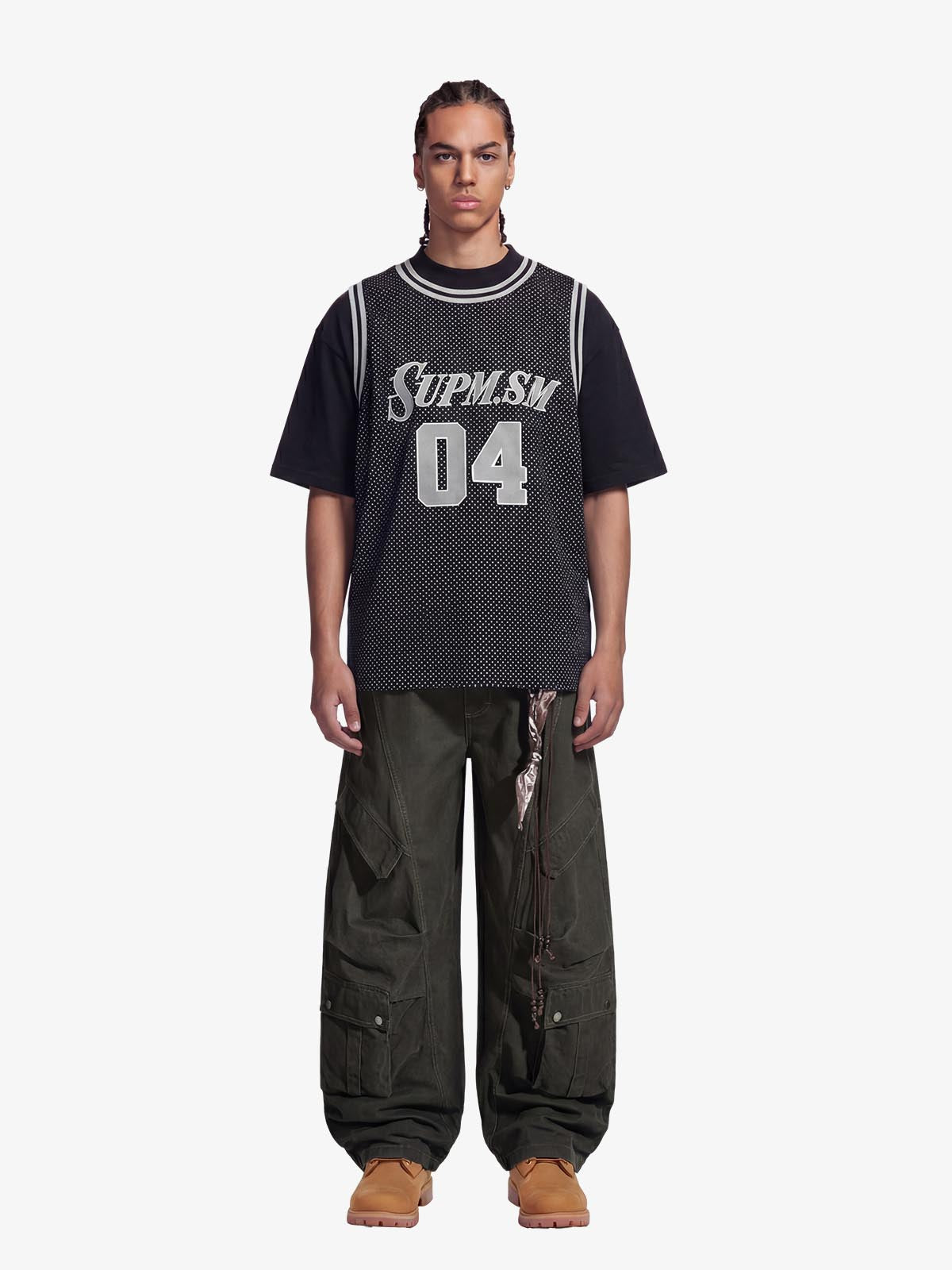 SUPERMADE 04 Polka Dot Mesh Layered Vest Jersey T-Shirt 