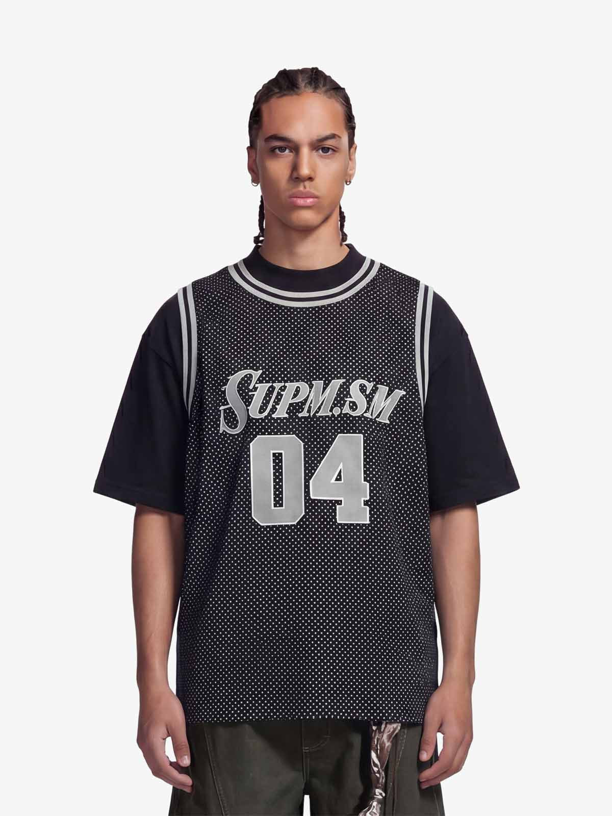 SUPERMADE 04 Polka Dot Mesh Layered Vest Jersey T-Shirt 