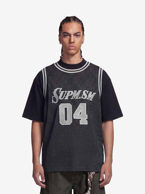 SUPERMADE 04 Polka Dot Mesh Layered Vest Jersey T-Shirt 