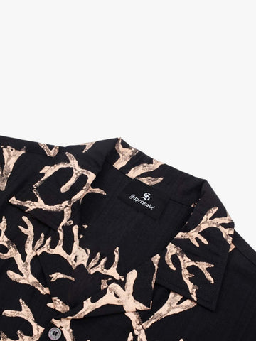 3D Textured Embossed Camp Collar Boxy Shirt 