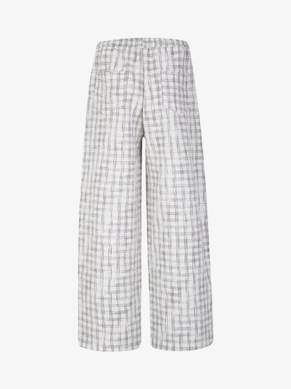 Pleated Plaid Drawstring Pants